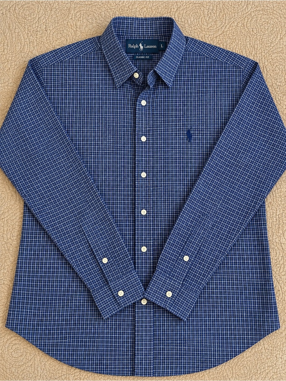 Ralph Lauren Navy and White Check Button-Down Shirt - Men